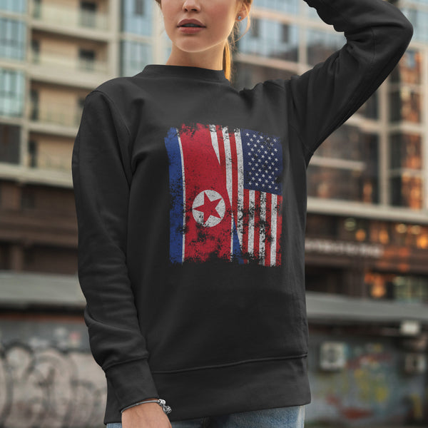 North Korea USA Flag - Half American Sweatshirt