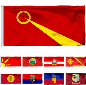 North Macedonia City Flags - Macedonian Municipality Flags - 90x150cm(3x5ft) - 60x90cm(2x3ft)