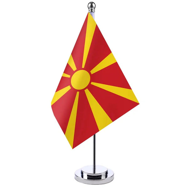 North Macedonia Desk Flag - Small Office Table Flag