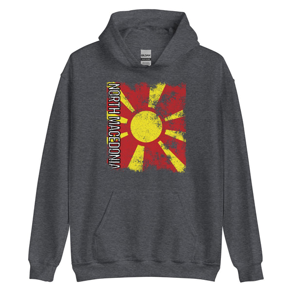 North Macedonia Flag - Distressed Flag Hoodie