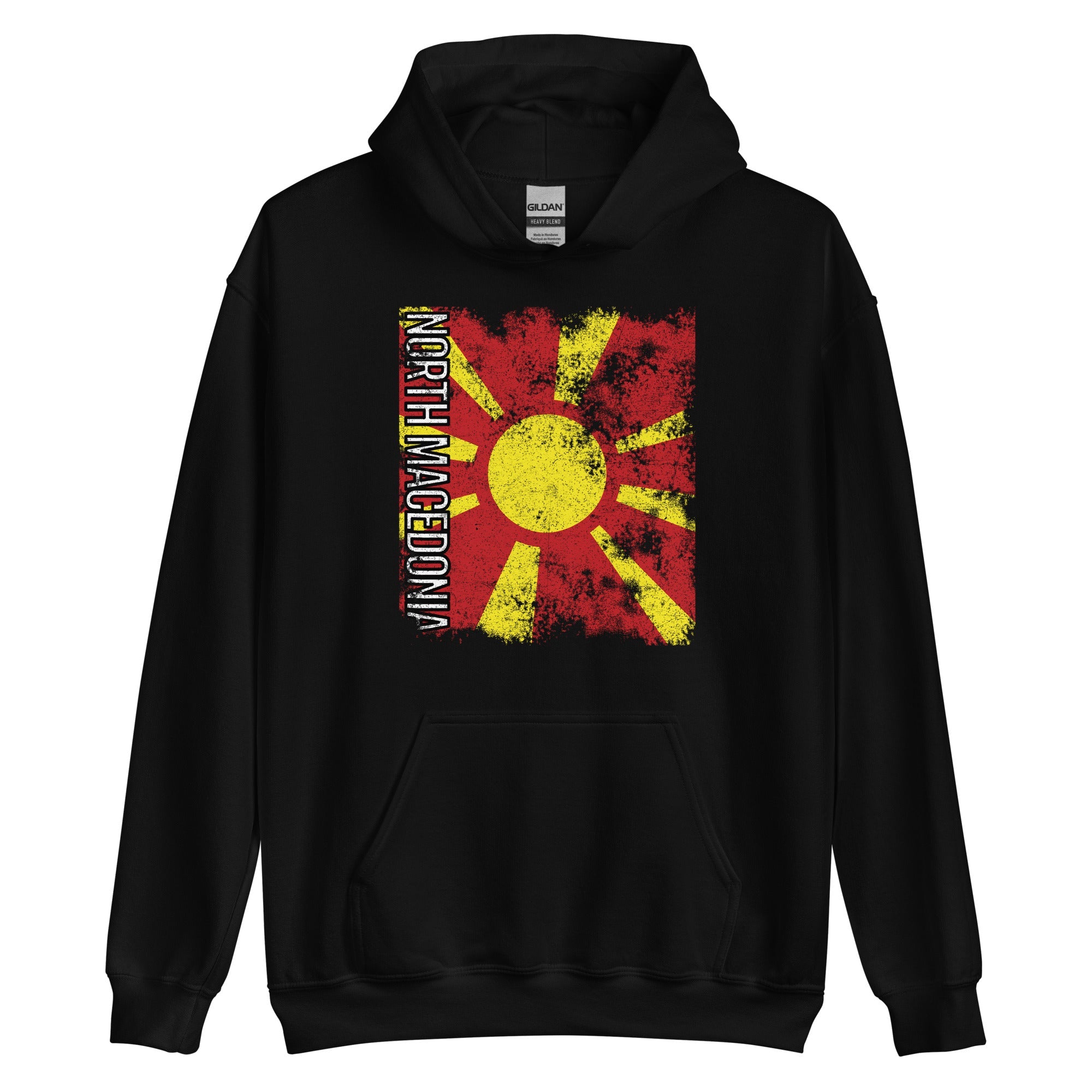 North Macedonia Flag - Distressed Flag Hoodie