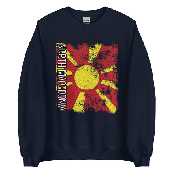 North Macedonia Flag - Distressed Flag Sweatshirt