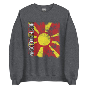 North Macedonia Flag - Distressed Flag Sweatshirt