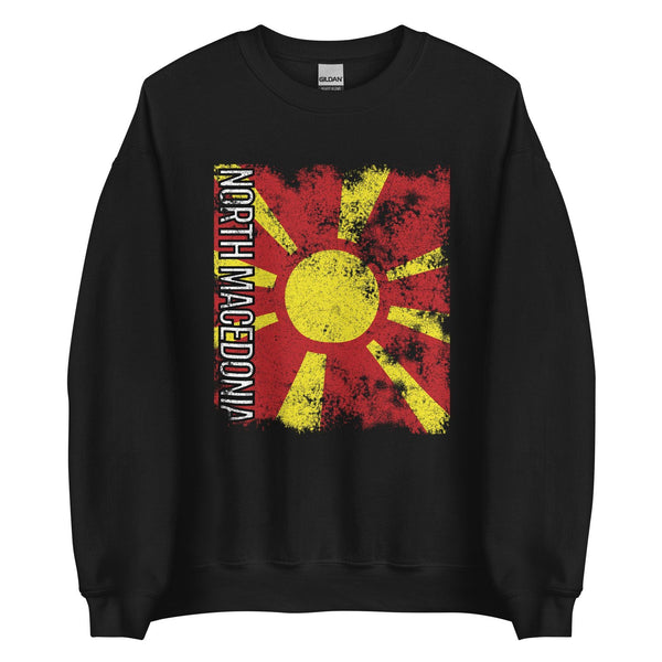 North Macedonia Flag - Distressed Flag Sweatshirt