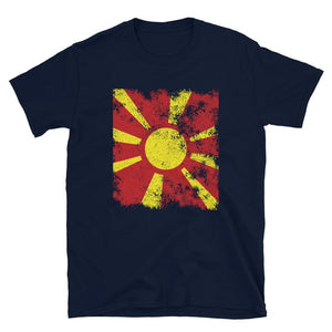 North Macedonia Flag - Distressed Flag T-Shirt