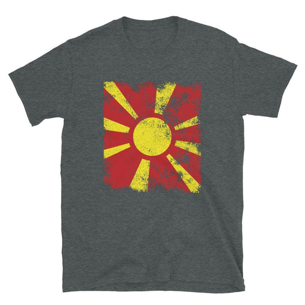 North Macedonia Flag - Distressed Flag T-Shirt