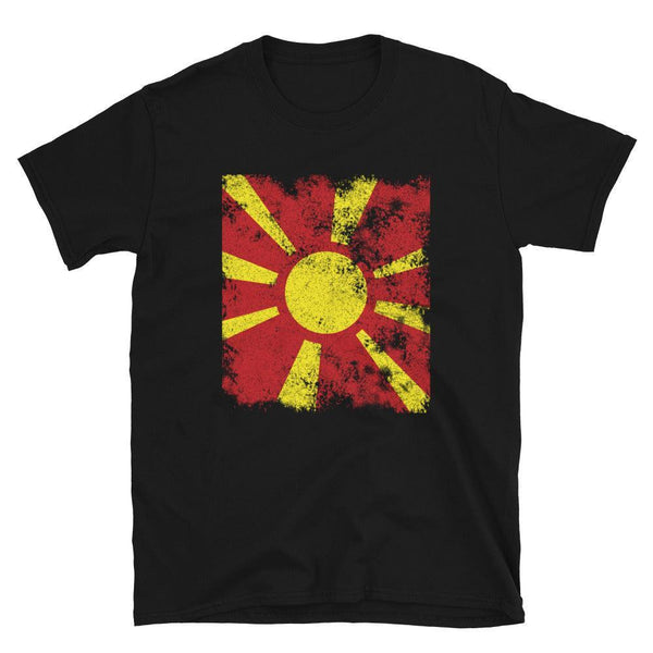 North Macedonia Flag - Distressed Flag T-Shirt