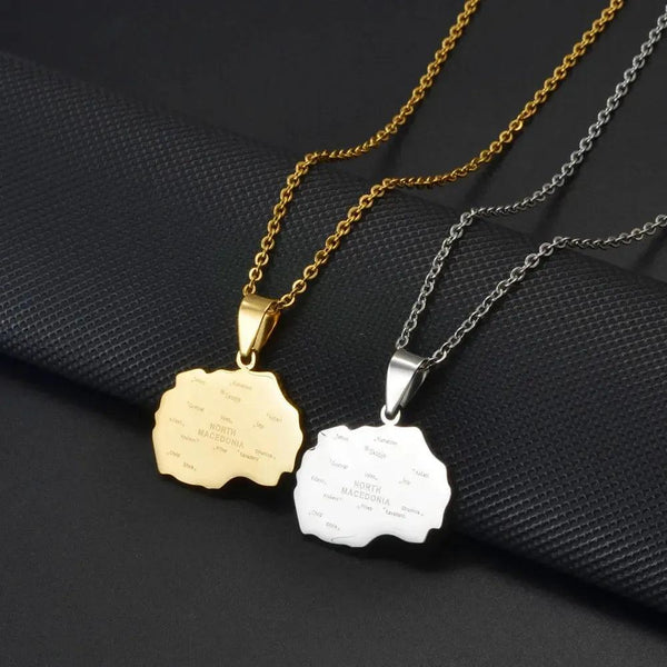 North Macedonia Map Necklace