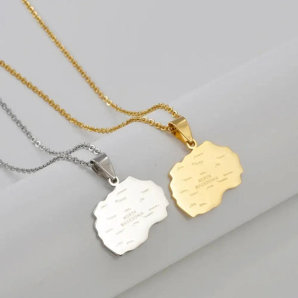 North Macedonia Map Necklace
