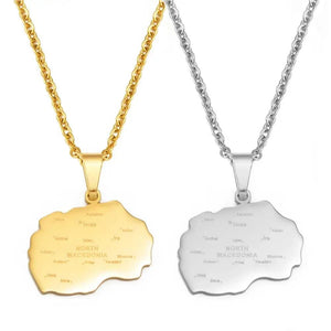 North Macedonia Map Necklace