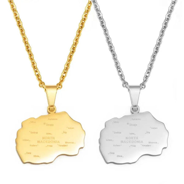 North Macedonia Map Necklace