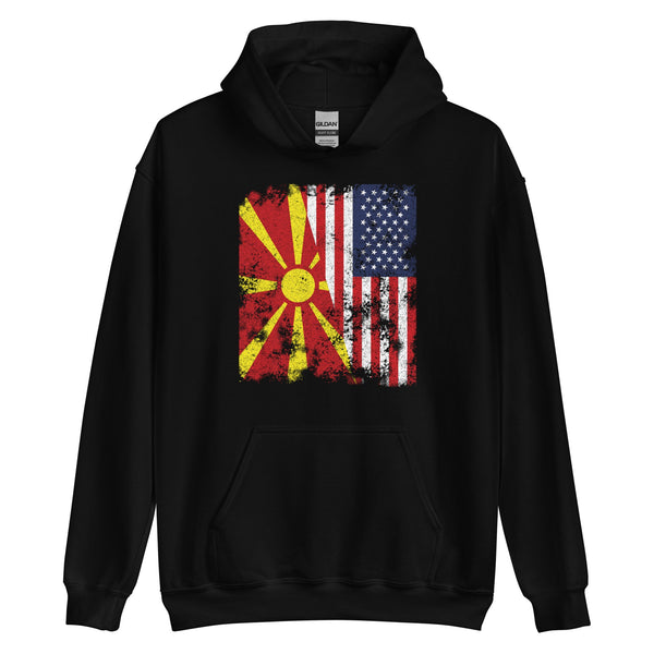 North Macedonia USA Flag - Half American Hoodie