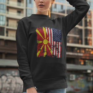 North Macedonia USA Flag - Half American Sweatshirt