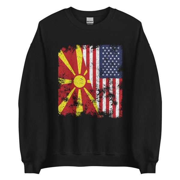 North Macedonia USA Flag - Half American Sweatshirt