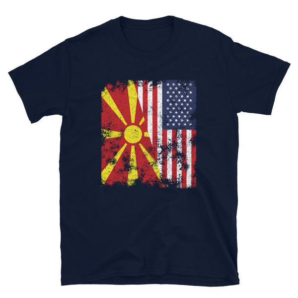 North Macedonia USA Flag - Half American T-Shirt