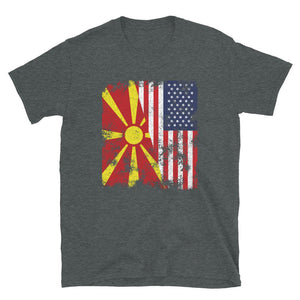 North Macedonia USA Flag - Half American T-Shirt