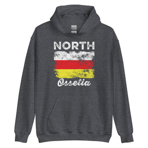 North Ossetia Flag Distressed Hoodie