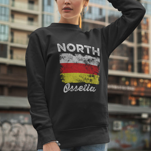 North Ossetia Flag Distressed Sweatshirt