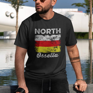 North Ossetia Flag Distressed T-Shirt