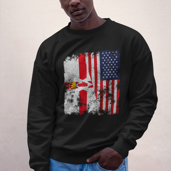 Northern Ireland USA Flag Half American Sweatshirt