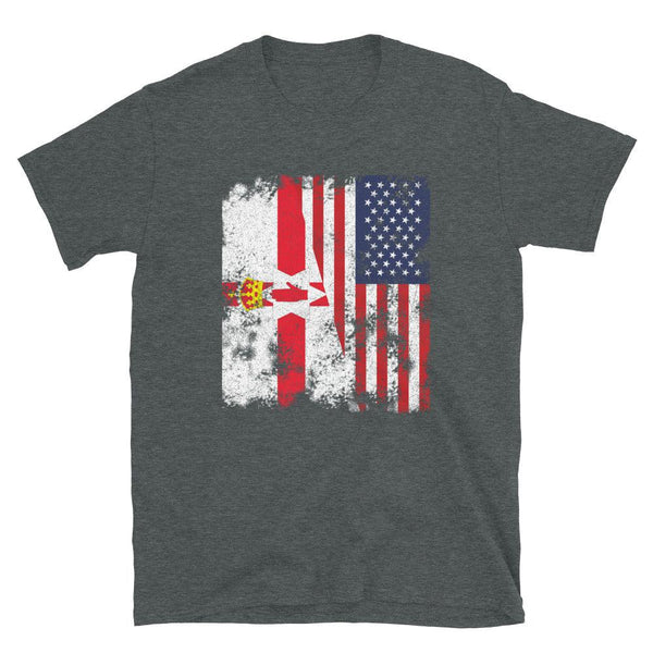 Northern Ireland USA Flag Half American T-Shirt