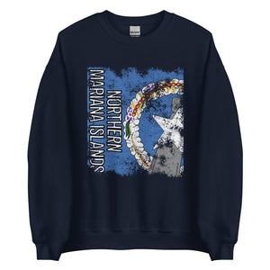 Northern Mariana Islands Flag - Distressed Flag Sweatshirt