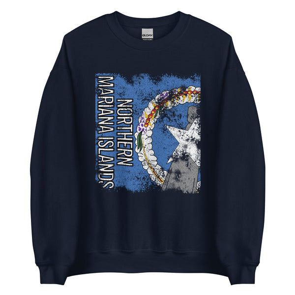 Northern Mariana Islands Flag - Distressed Flag Sweatshirt