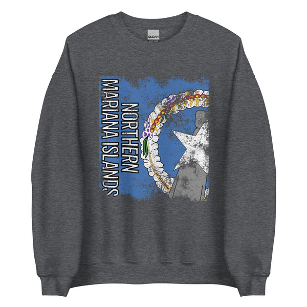 Northern Mariana Islands Flag - Distressed Flag Sweatshirt