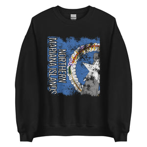 Northern Mariana Islands Flag - Distressed Flag Sweatshirt