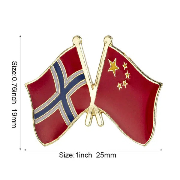 Norway China Flag Lapel Pin - Enamel Pin Flag