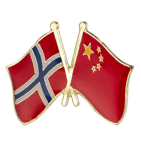 Norway China Flag Lapel Pin - Enamel Pin Flag