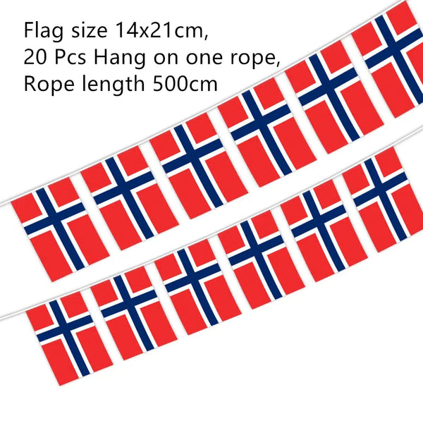 Norway Flag Bunting Banner - 20Pcs