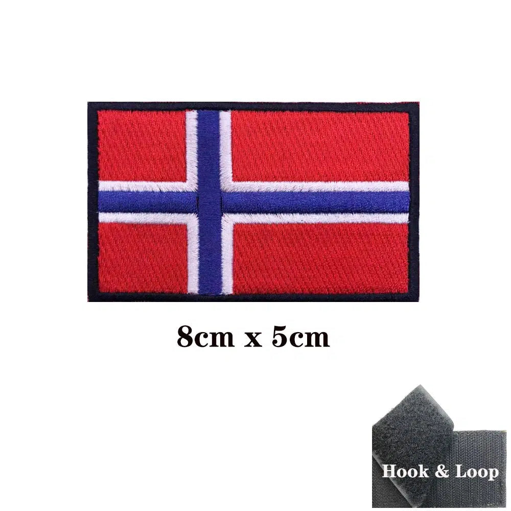 Norway Flag Patch - Iron On/Hook & Loop Patch