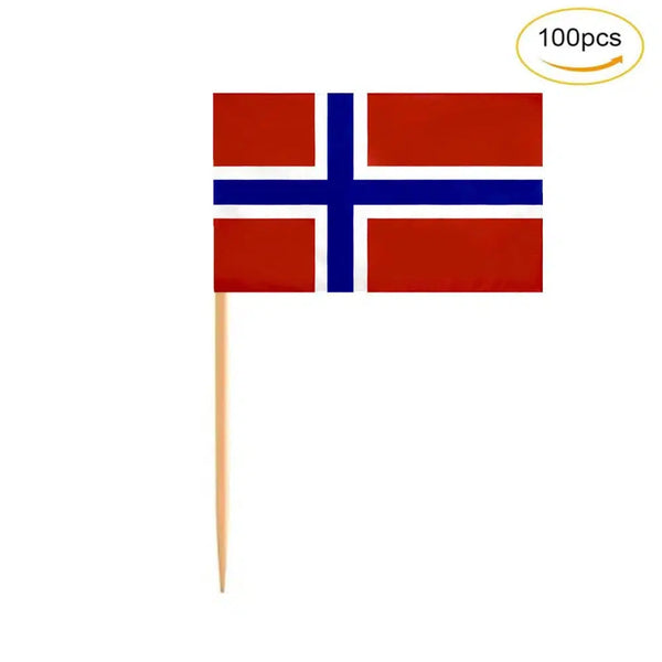 Norway Flag Toothpicks - Cupcake Toppers (100Pcs)