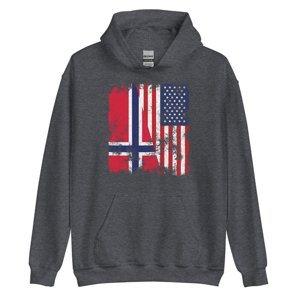 Norway USA Flag - Half American Hoodie