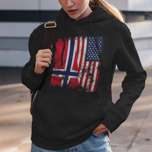 Norway USA Flag - Half American Hoodie