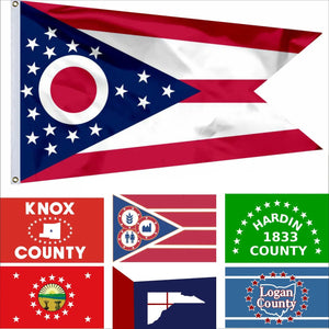 Ohio County Flags - 90x150cm(3x5ft) - 60x90cm(2x3ft)