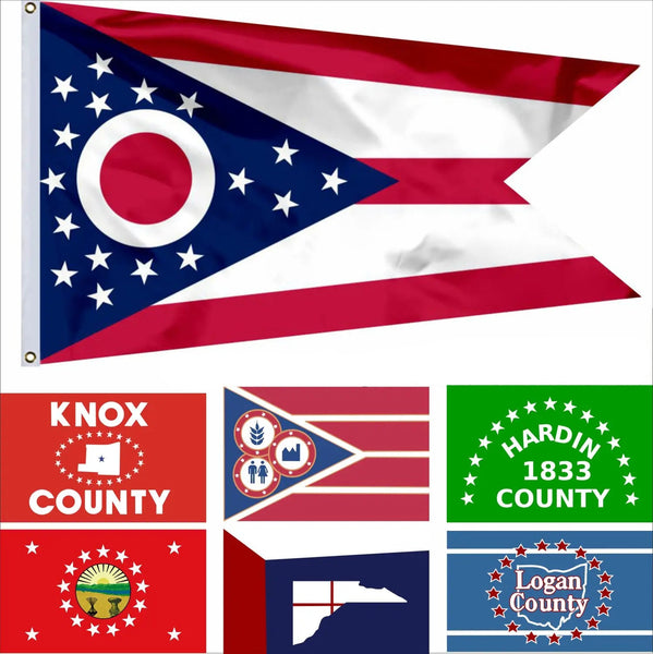 Ohio County Flags - 90x150cm(3x5ft) - 60x90cm(2x3ft)