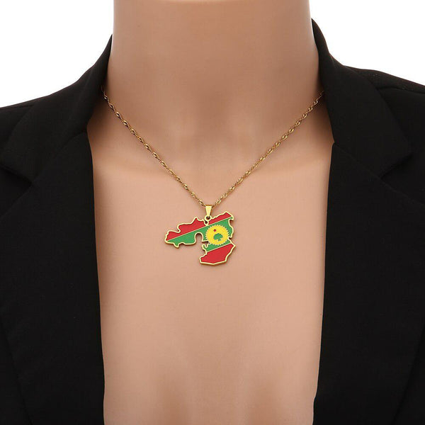 Oromia Flag Map Necklace