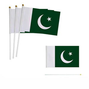 Pakistan Flag on Stick - Small Handheld Flag (50/100Pcs)
