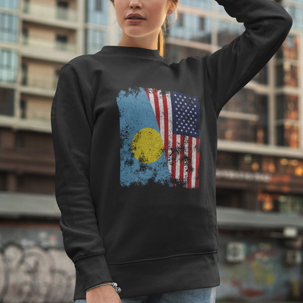 Palau USA Flag - Half American Sweatshirt