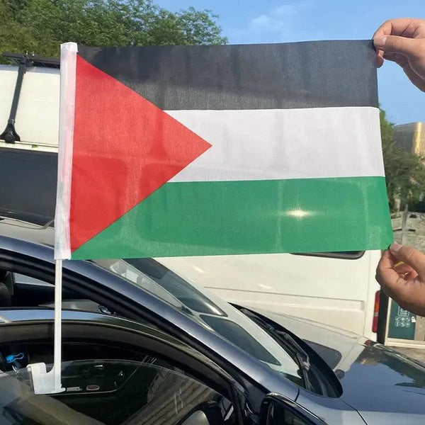 Palestine Car Flag with Window Clip and Pole - Flag for Car Window