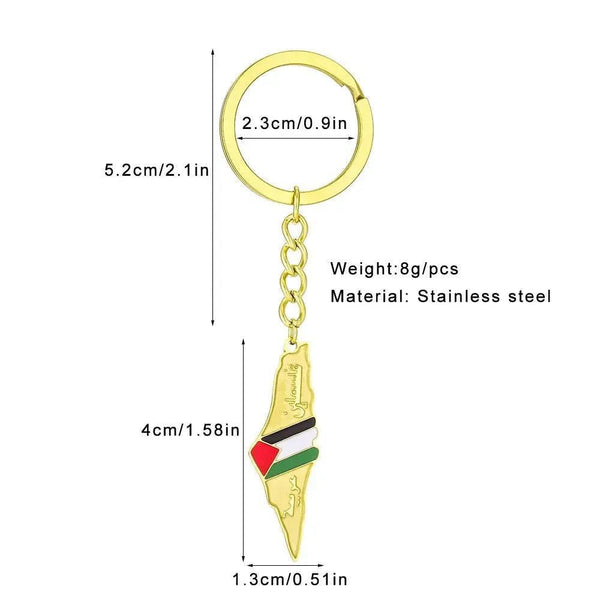 Palestine Flag Map Keychain