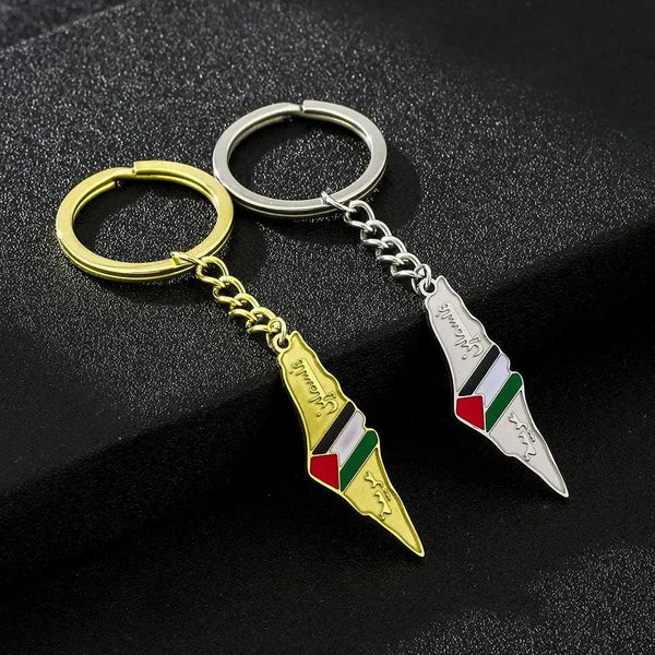 Palestine Flag Map Keychain