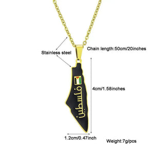 Palestine Flag Map Necklace