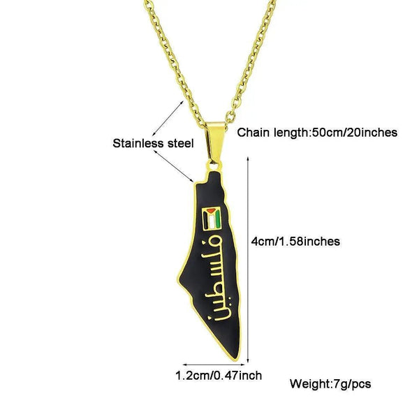 Palestine Flag Map Necklace