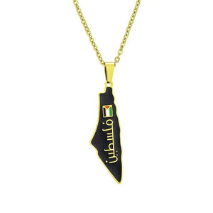 Palestine Flag Map Necklace