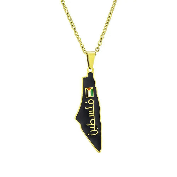 Palestine Flag Map Necklace