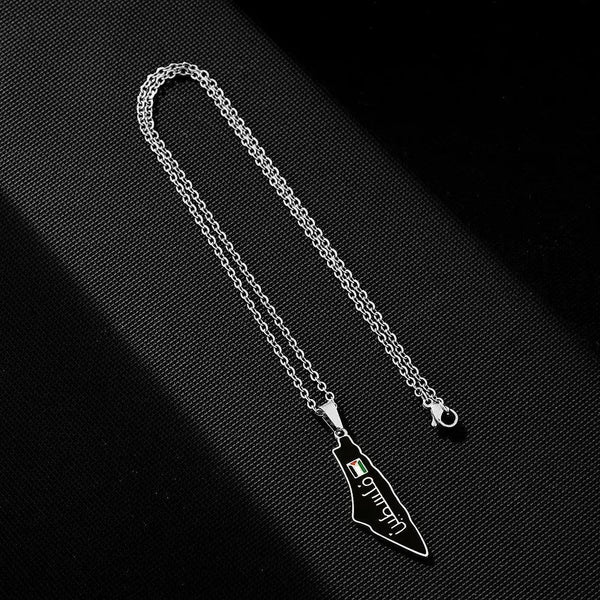 Palestine Flag Map Necklace