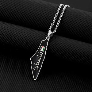 Palestine Flag Map Necklace